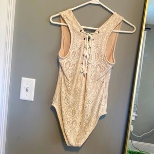 Lace-overlay Bodysuit